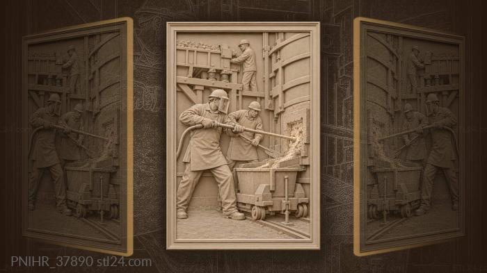 With an oxygen lance the smelter opens the taphole 3d STL model