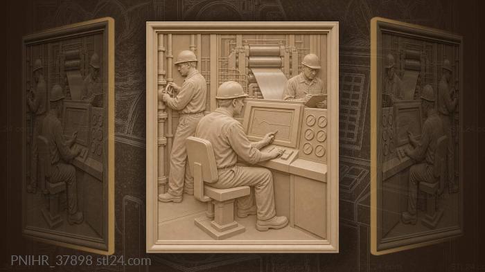 Mill control room operators at work 3d STL model