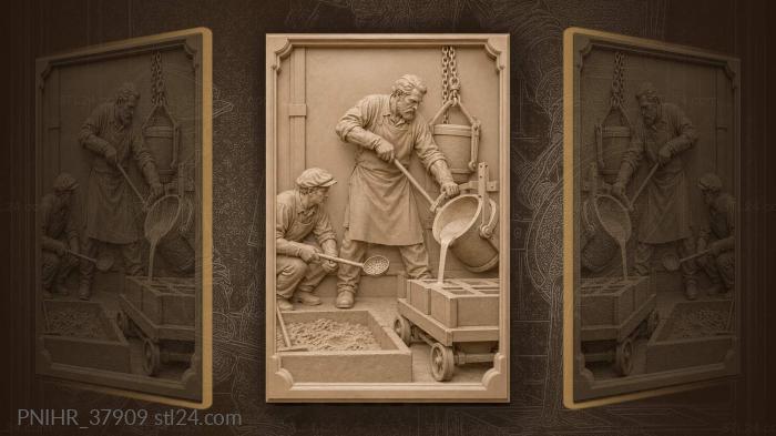 Foundry worker pouring molten metal 3d STL model