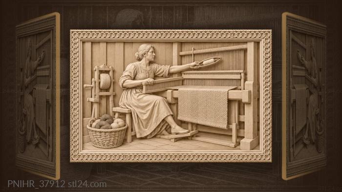 Floor loom weaver throws flying shuttle 3d STL model