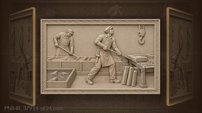 Foundry worker with hot metal ingot 3d STL model