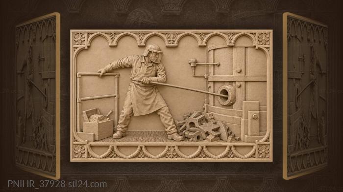 Furnace worker clearing coke blockage 3d STL model