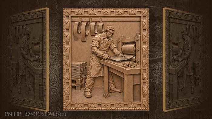 Tinplate worker feeds a sheet through cold rollers 3d STL model