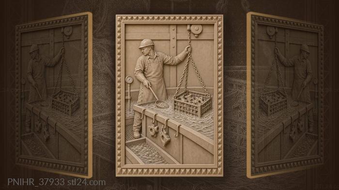 Zinc bath steel foundry worker 3d STL model