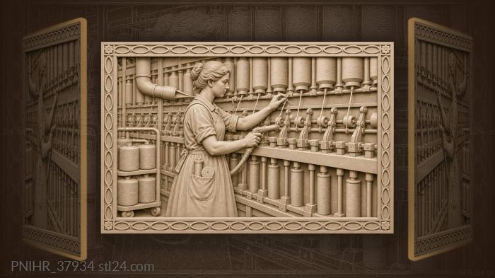Spinner mending yarn at frame 3d STL model