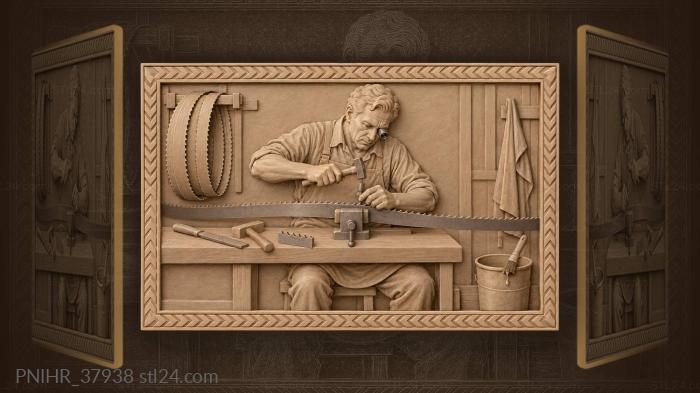 Saw doctor sharpening blade meticulously 3d STL model