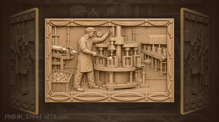 Glassblower at work vintage industry 3d STL model