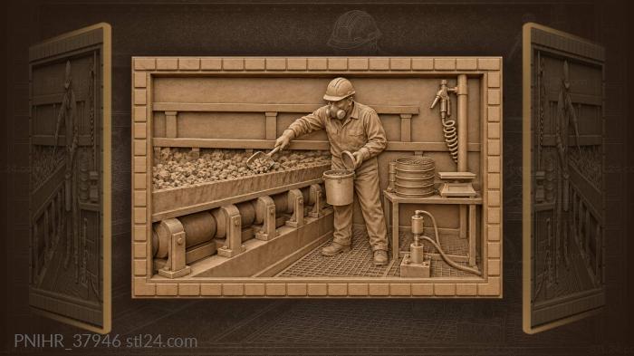 Scooping sinter into a metal bucket 3d STL model