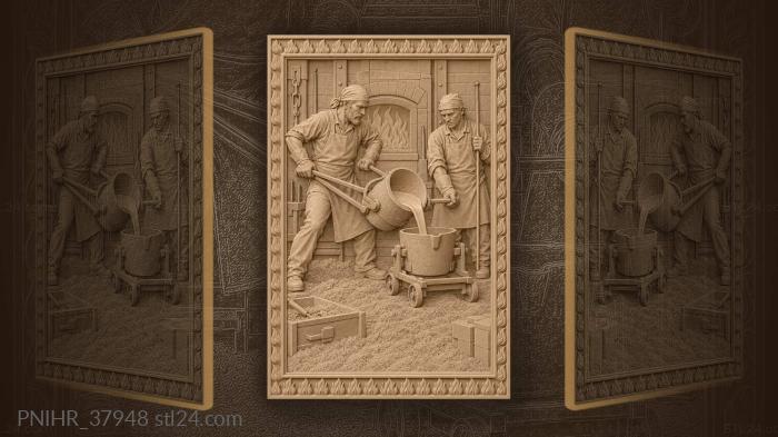 Foundry pour molten metal stream 3d STL model