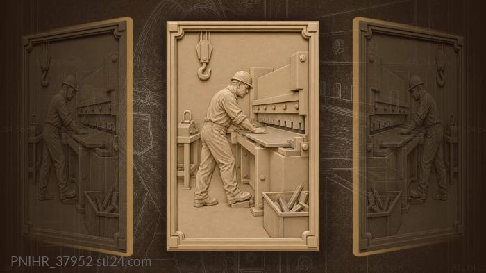 Operator aligns plate beneath shear 3d STL model