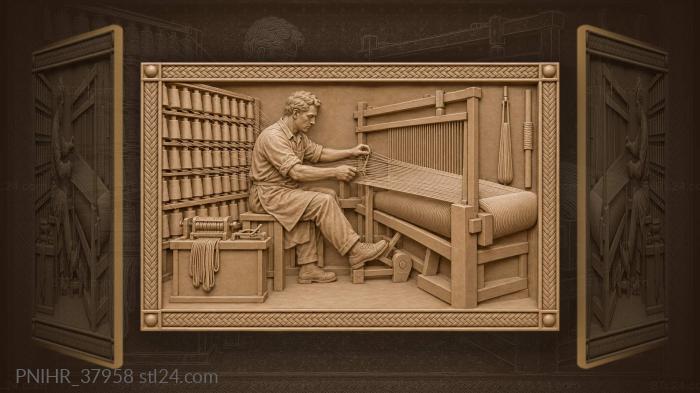 Weaver at the textile mill 3d STL model