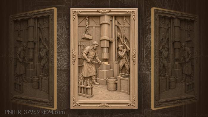 Forging a billet under the hammer 3d STL model