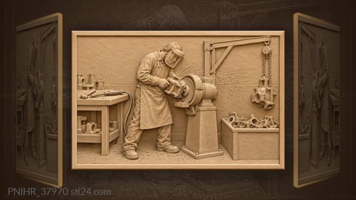 Grinder finishes a cast part 3d STL model