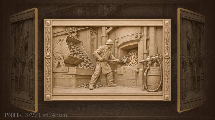 Foundry floor with glowing metal 3d STL model
