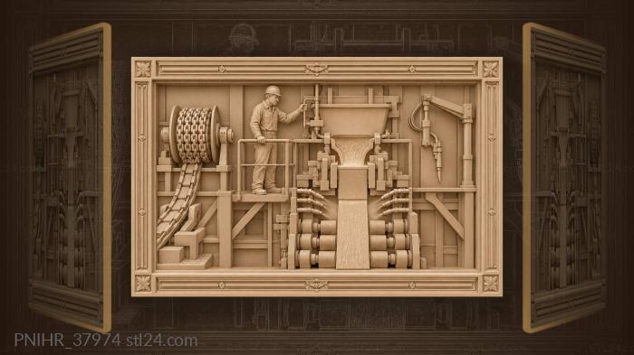 Operator controls the rolling mill 3d STL model