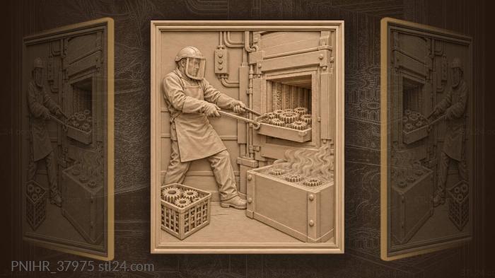 Heat treater removes gears from furnace 3d STL model