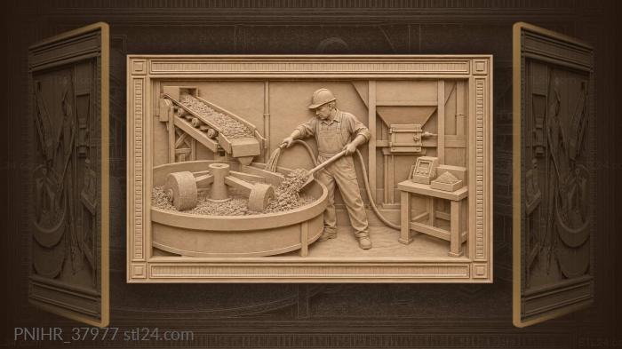 Worker mixes material in a vat 3d STL model