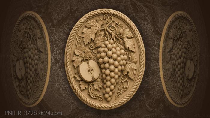Apple beside a hanging grape bunch 3d STL model