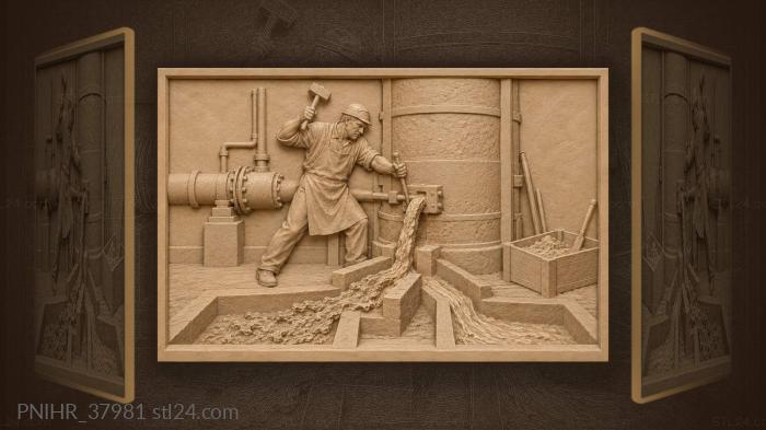 Foreman releases a stream of slurry 3d STL model