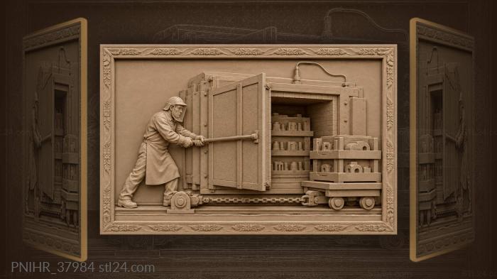 Worker opens industrial kiln 3d STL model