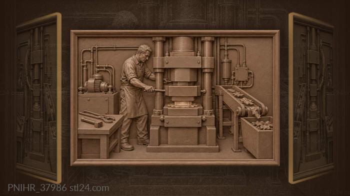 Operator controls hydraulic press 3d STL model