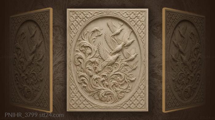 Flock rising from a swirl hiding animal heads 3d STL model