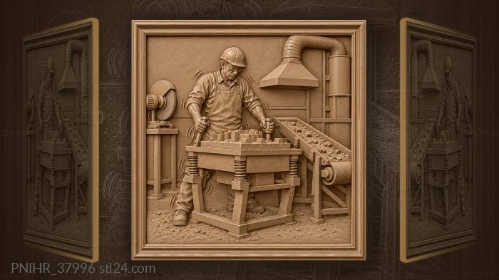 Molder compacts mixture on a vibrating table 3d STL model