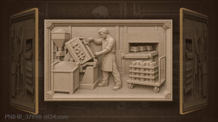Worker adjusts a molding machine 3d STL model