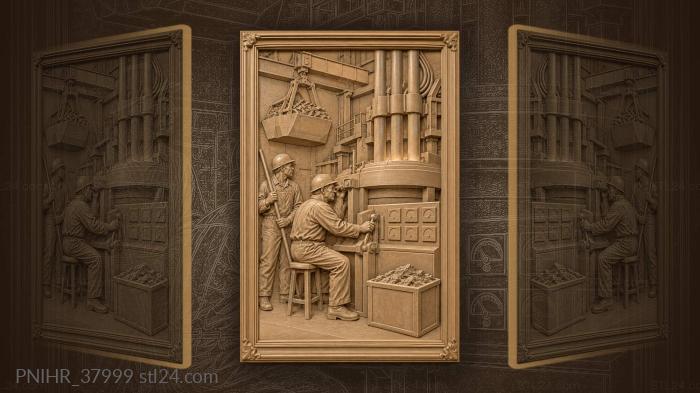 Metallurgists operate a smelting furnace 3d STL model