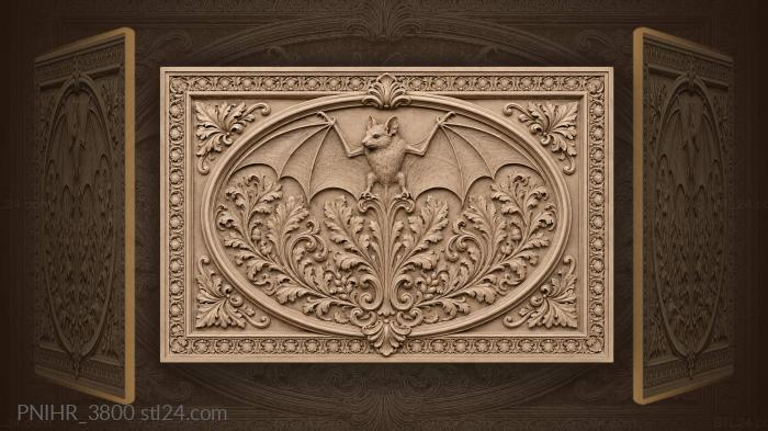 Bat spreading its wings among foliage 3d STL model