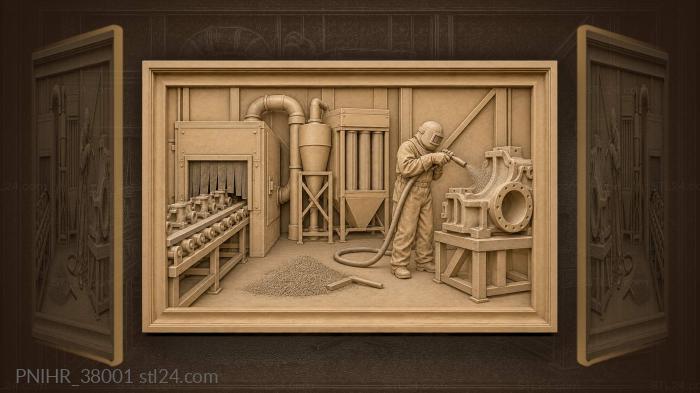 Sandblaster cleans a pump housing 3d STL model