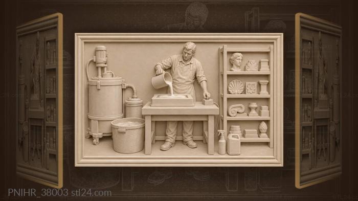 Artisan pours mixture into mold 3d STL model