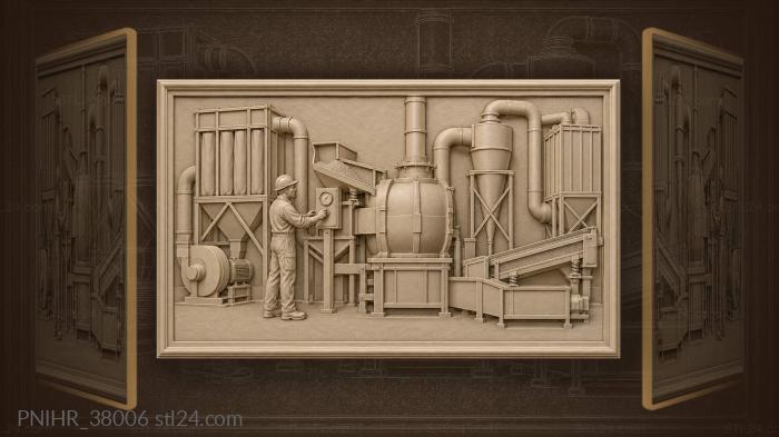 Operator adjusts industrial processing equipment 3d STL model