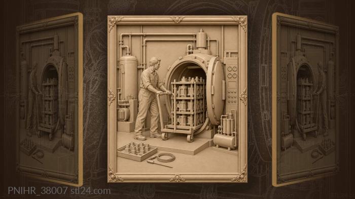 Technician loads cart into autoclave 3d STL model
