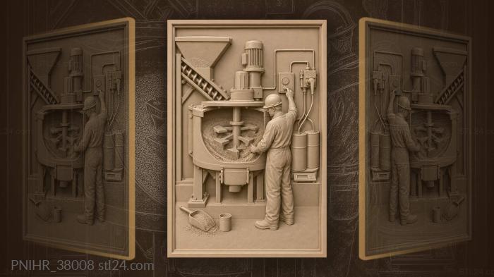 Operator controls an industrial mixer 3d STL model