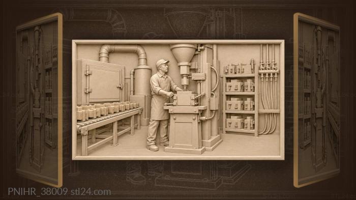 Worker adjusts an automatic filling machine 3d STL model