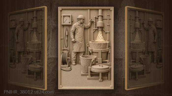 Metallurgist controls the molten metal flow 3d STL model