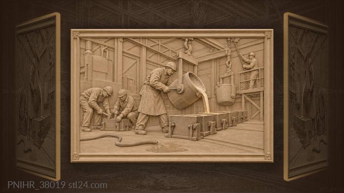 Pourer fills ingot molds with steel 3d STL model