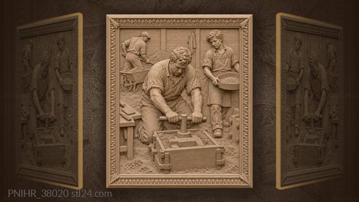 Foundry worker with apprentice sand casting 3d STL model
