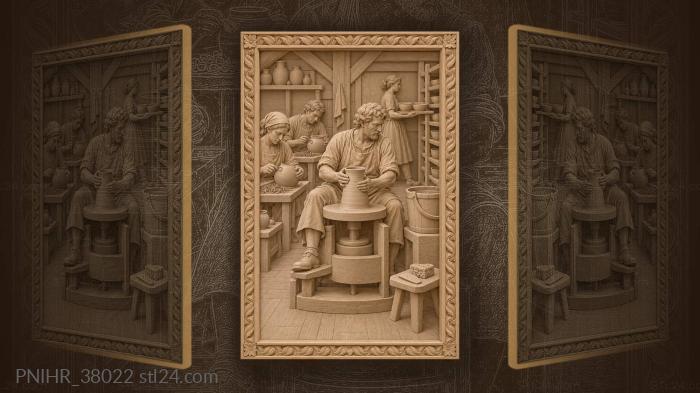 Potter at work with assistants 3d STL model