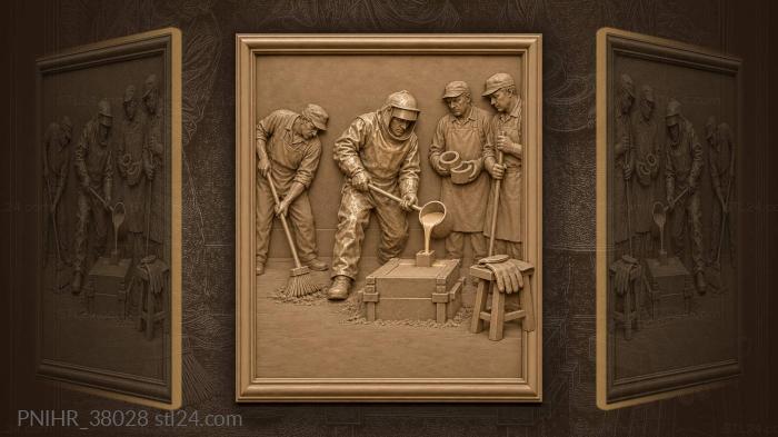 Foundry worker with molten metal 3d STL model