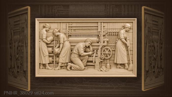 Weaving mill life detailed scene 3d STL model