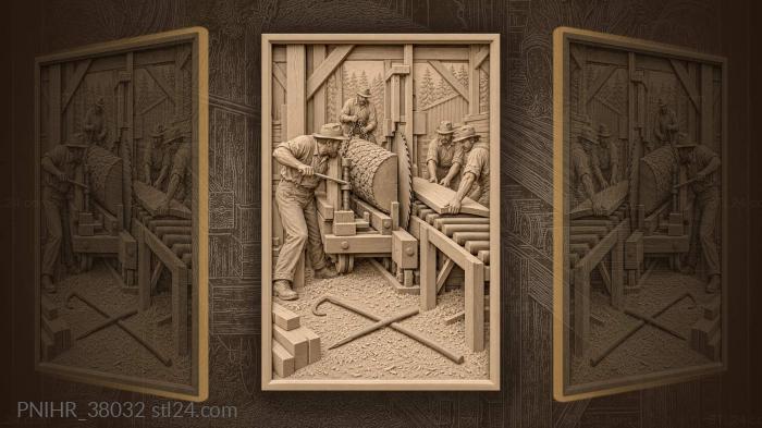 Head sawyer cranking the dog on the carriage 3d STL model