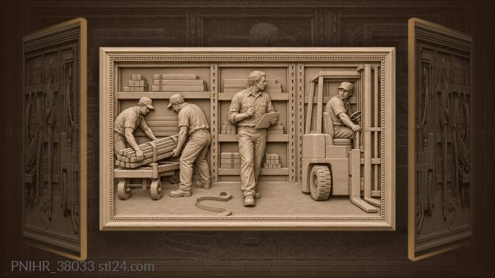 Stock clerk reading bin numbers with chalk 3d STL model