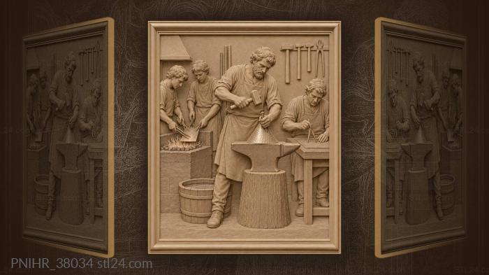 Copper smiths at work forge 3d STL model