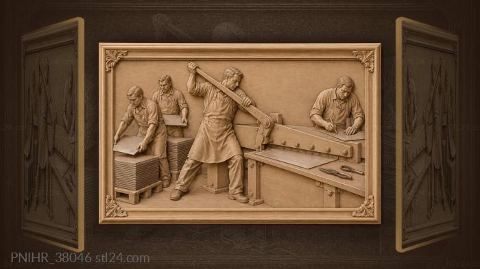 Worker cutting bright steel sheet 3d STL model