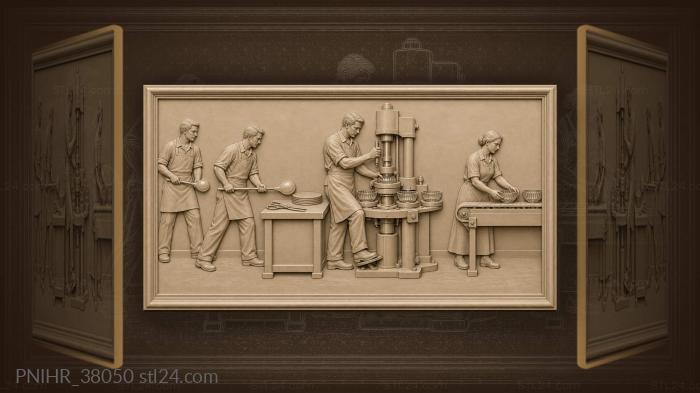 Glassblowers at work vintage factory 3d STL model