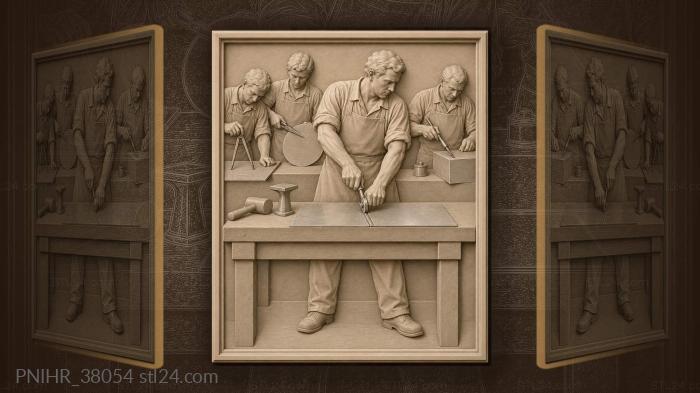 Tinsmiths at work crafting metal 3d STL model