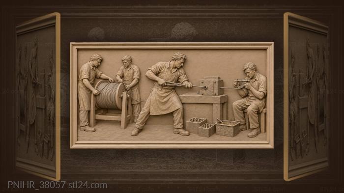 Wire drawing workshop scene industry 3d STL model