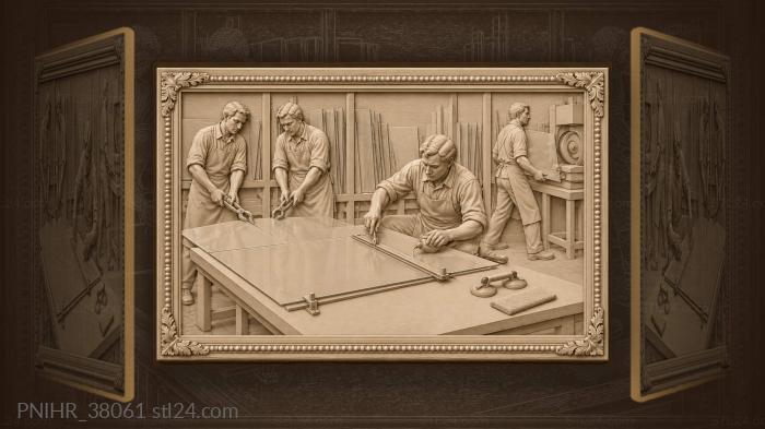 Glass cutting workshop scene 3d STL model